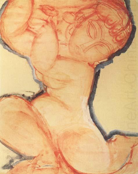 Cariatide rose avec un bord bleu (mk38), Amedeo Modigliani